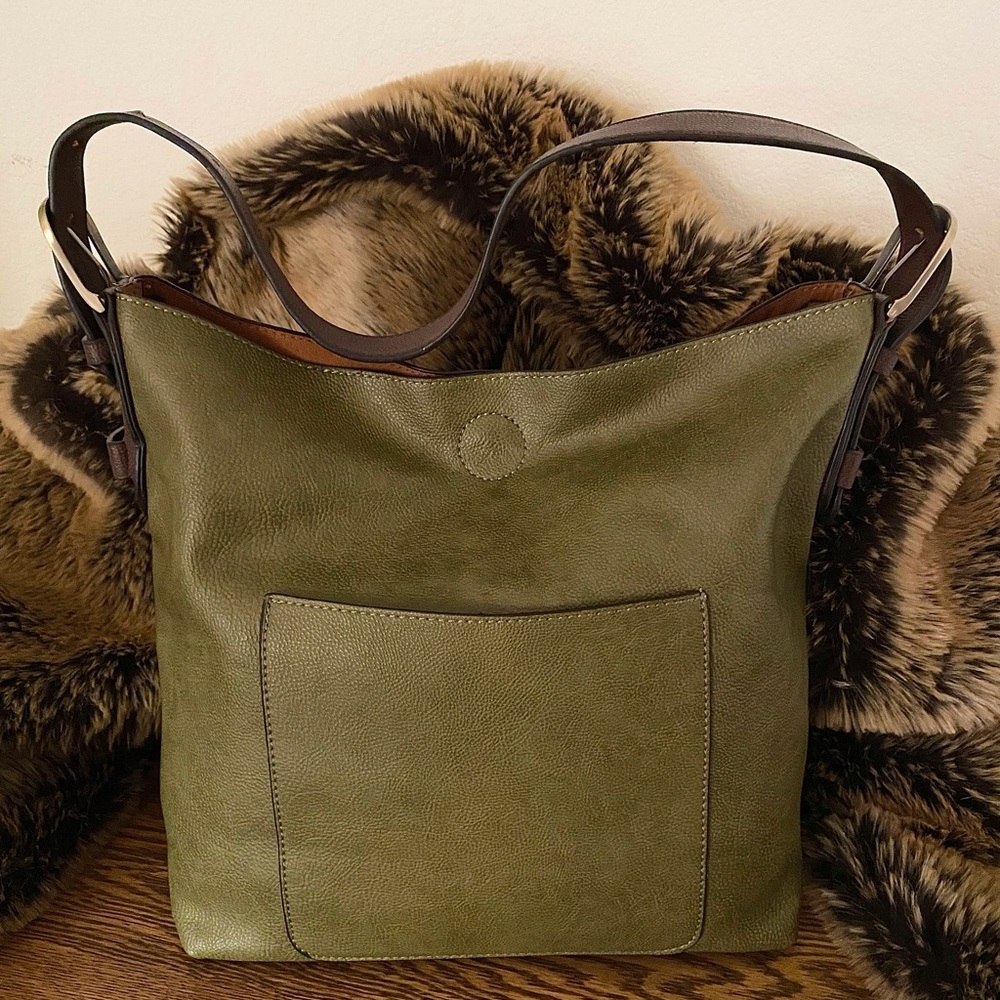 Joy Susan Dark Basil Green Vegan Leather Classic Hobo Bag!